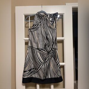 White House Black Market Black and White Patterned A-Line Skirt